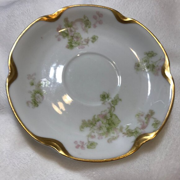 Haviland Floral Limoges Plate White w/Gold Trim GUC Vintage Saucer Tea Schleiger - Picture 2 of 8